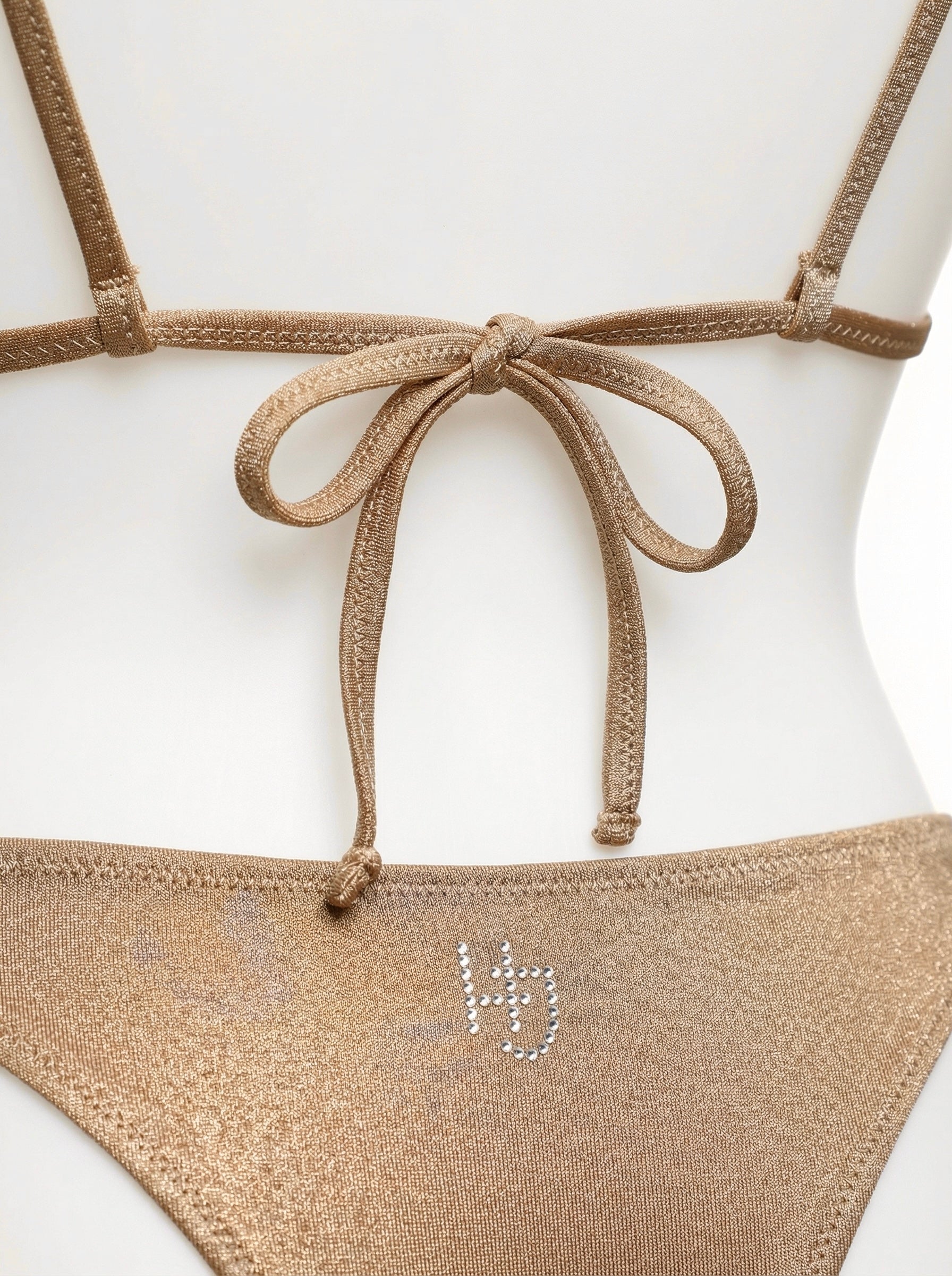 bikini triangolo con paillettes, bikini triangolo regolabile con cristalli lusso, costume raffinato lusso,